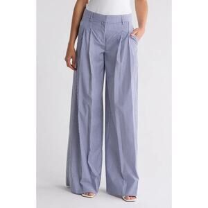 TWP Didi White and Navy Stripe Wide Leg Pants